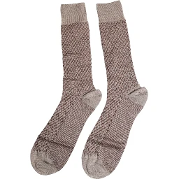 Brown Solid DG Logo Mid Calf Men Socks