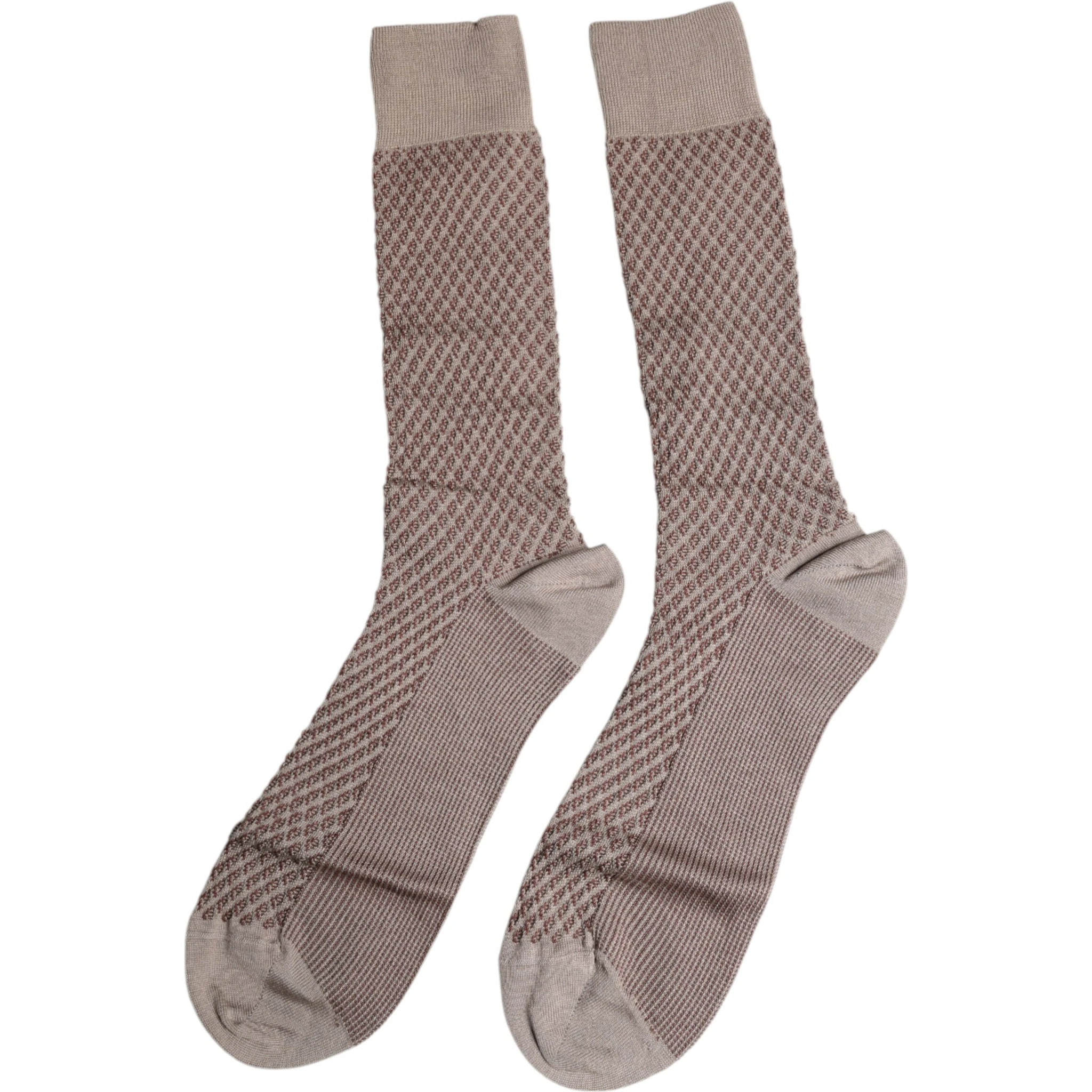 Brown Solid DG Logo Mid Calf Men Socks