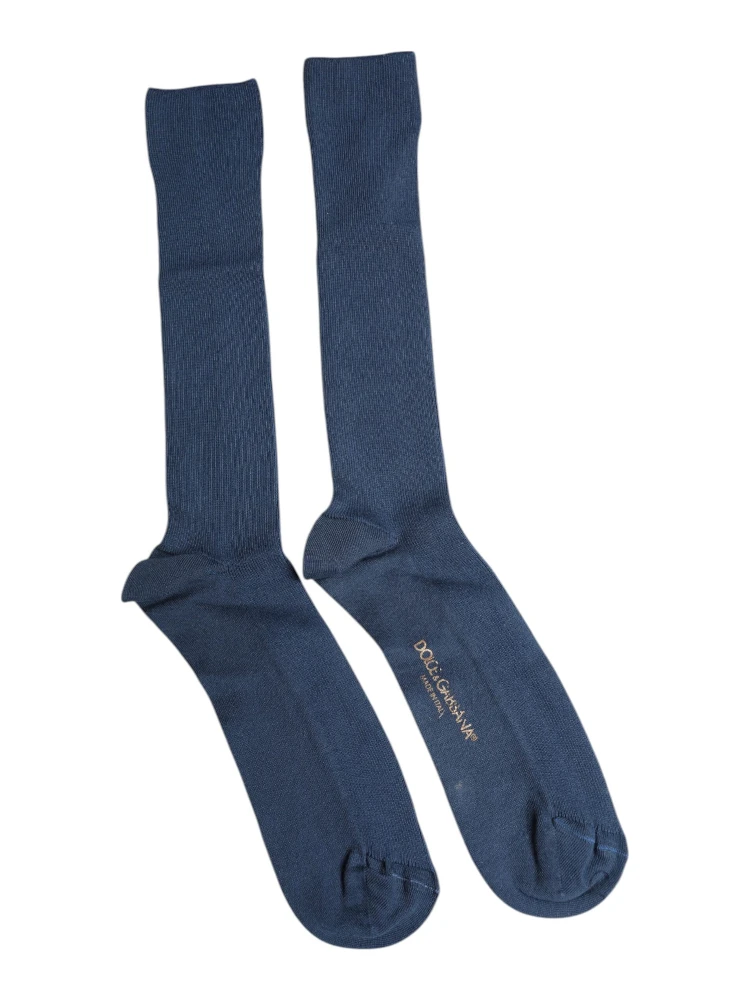 Blue Cotton DG Logo Over The Calf Socks