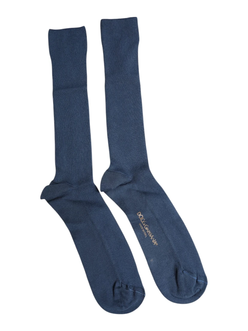 Blue Cotton DG Logo Over The Calf Socks