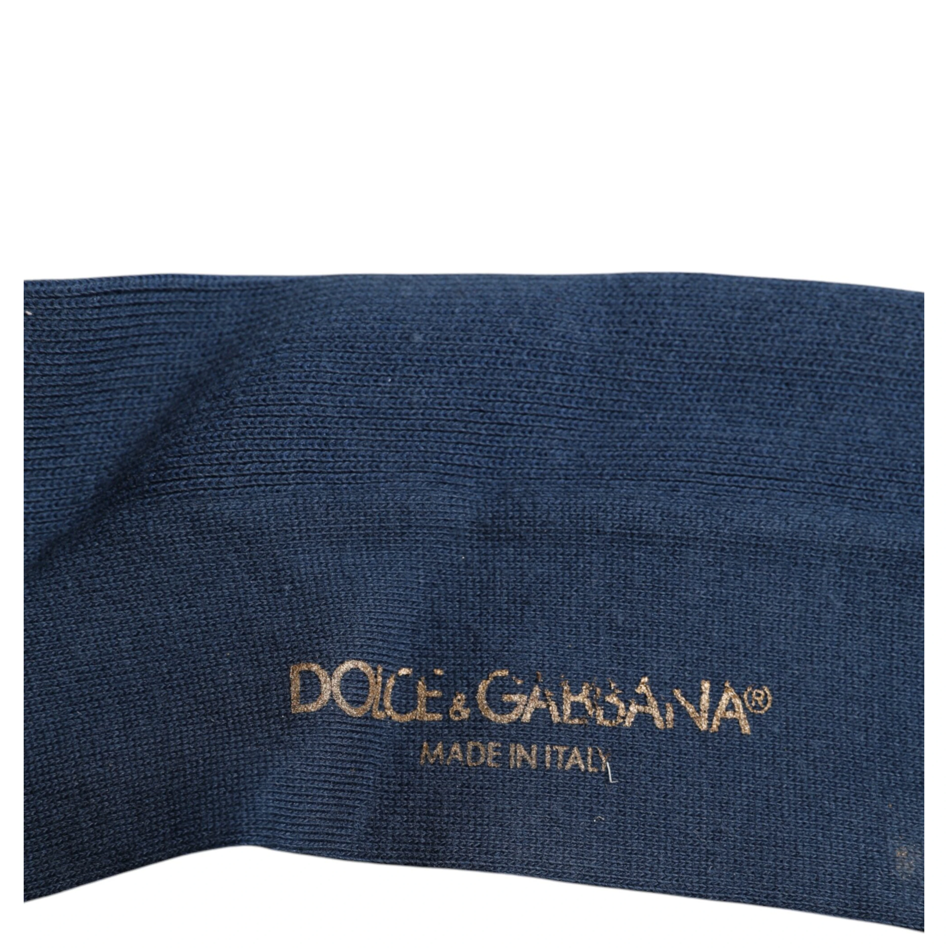Blue Cotton DG Logo Over The Calf Socks