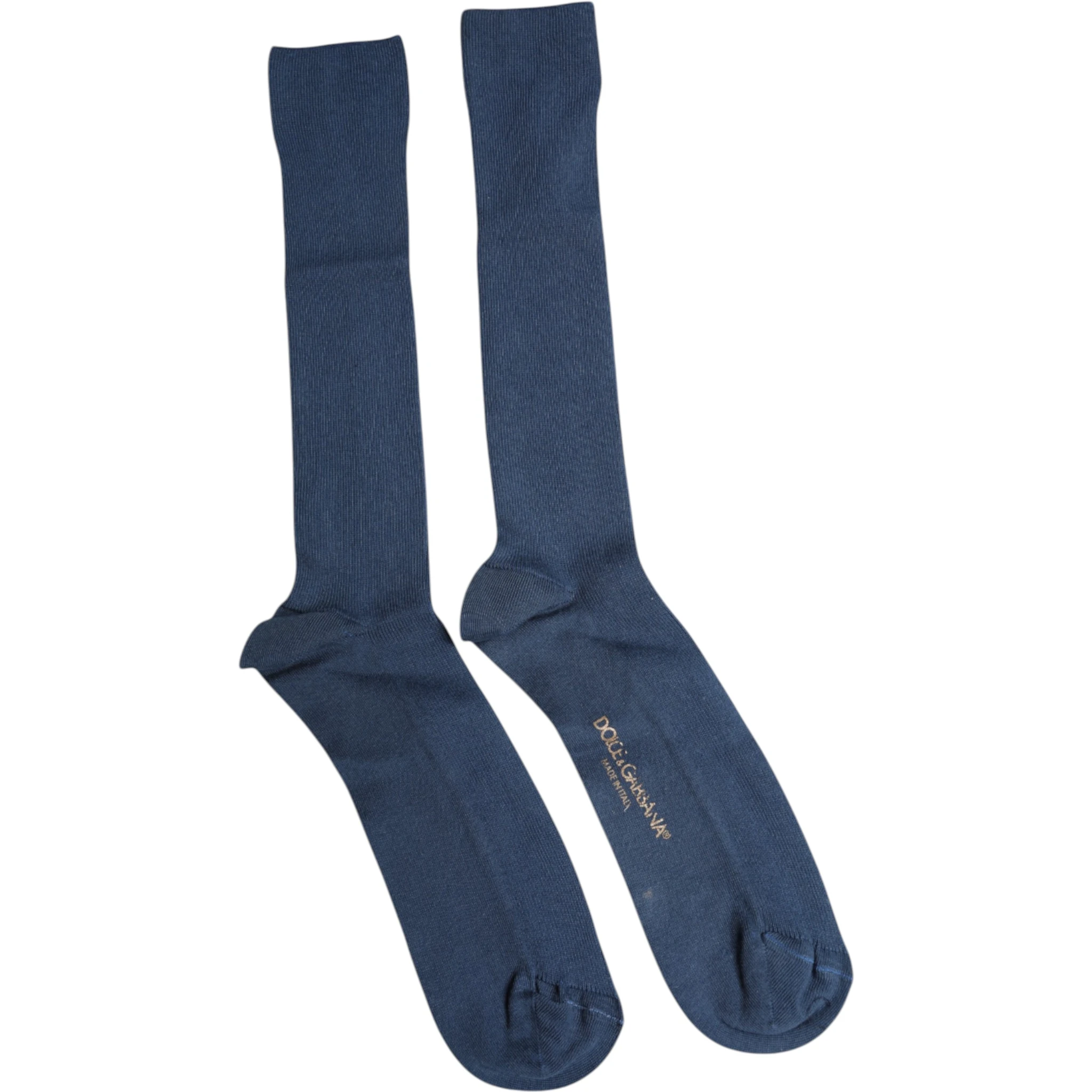 Blue Cotton DG Logo Over The Calf Socks