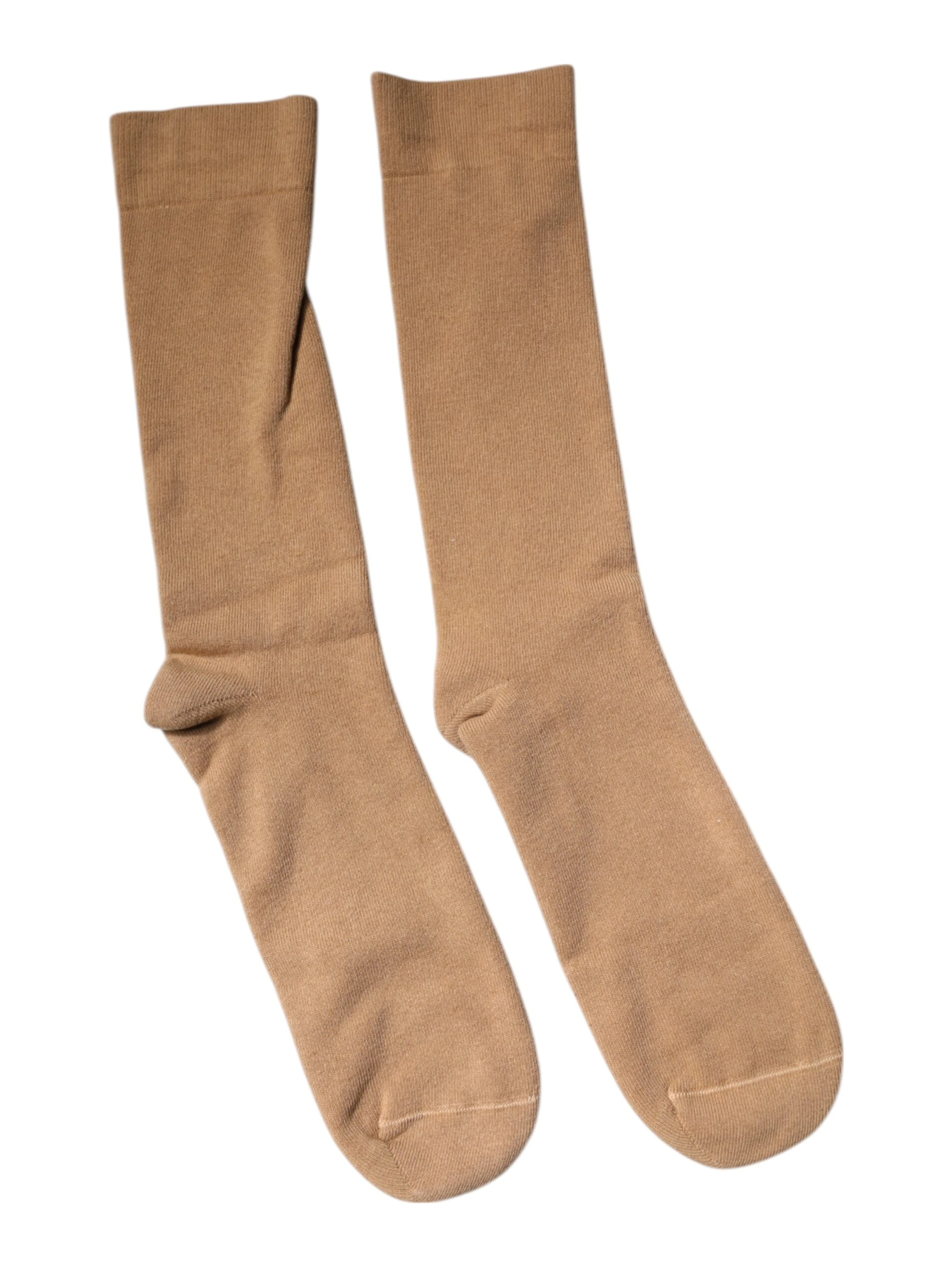 Brown Solid Cotton Mid Calf Men Socks