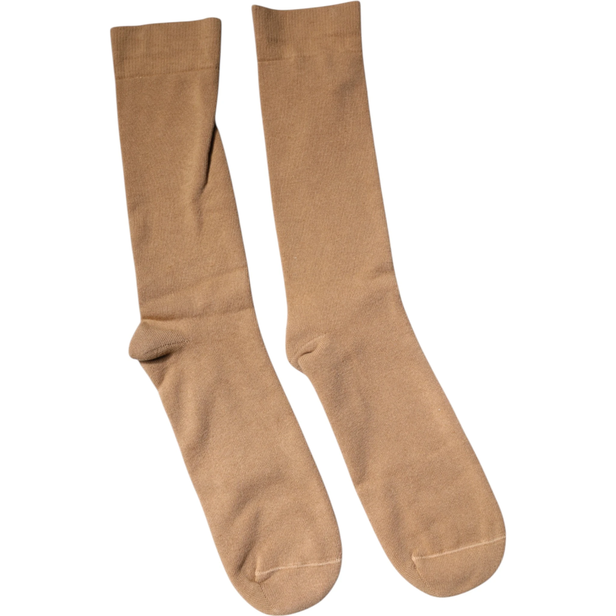 Brown Solid Cotton Mid Calf Men Socks