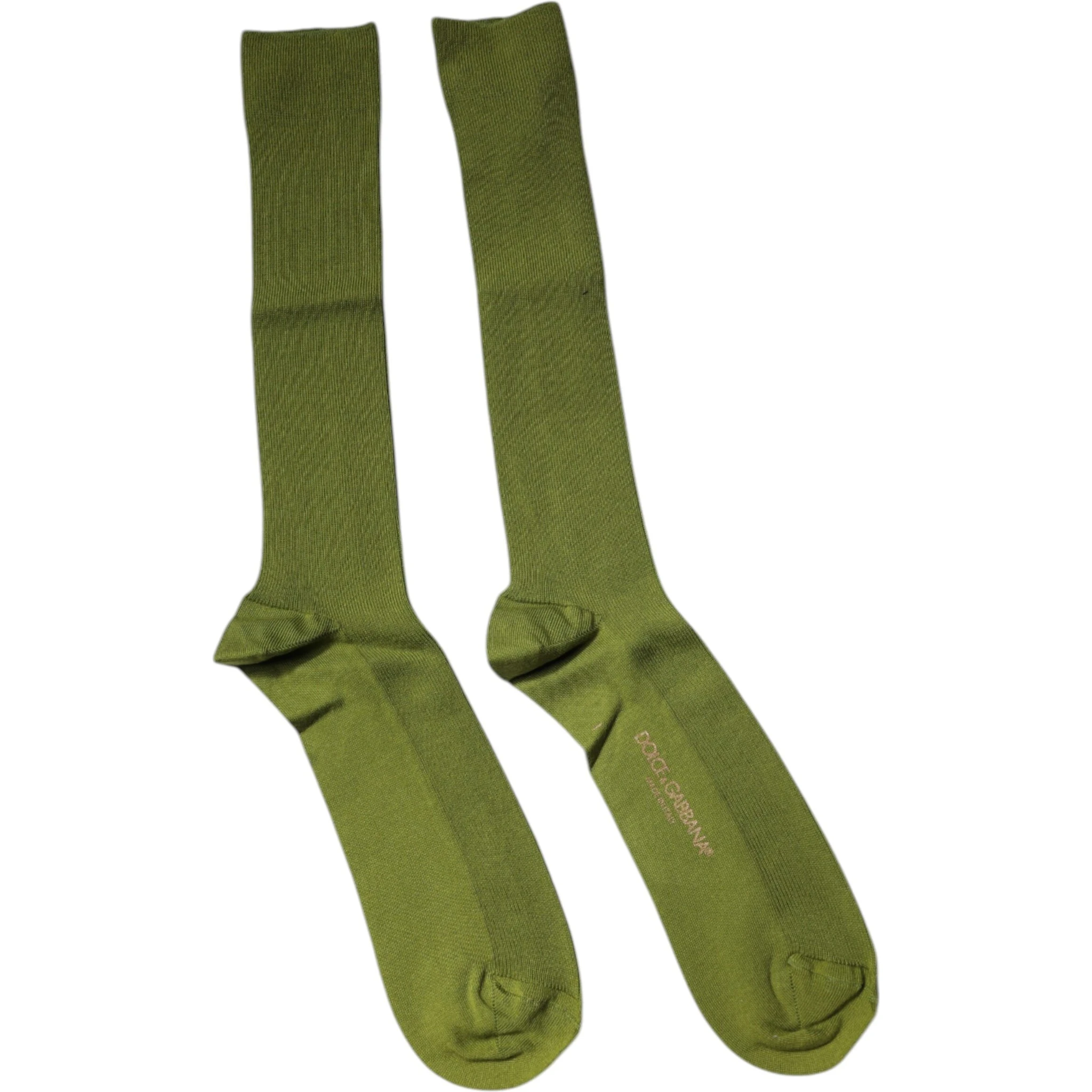 Green Cotton Logo Over The Calf Socks