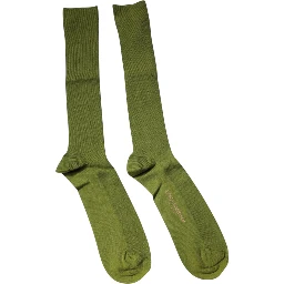 Green Cotton Logo Over The Calf Socks