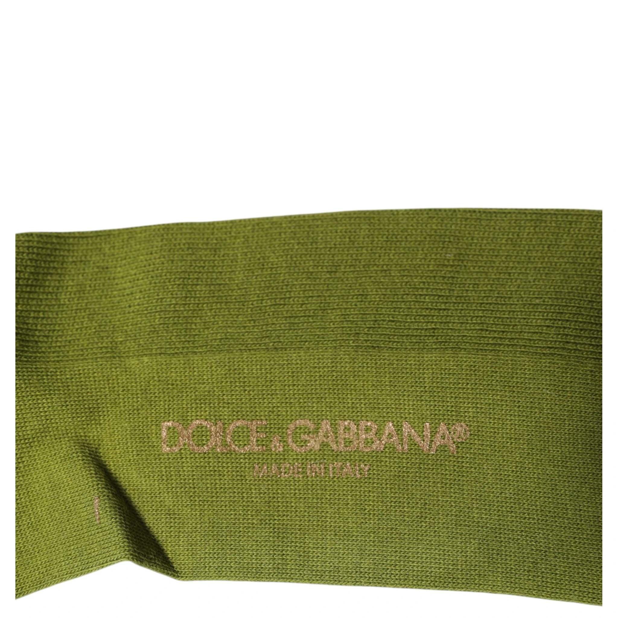 Green Cotton Logo Over The Calf Socks