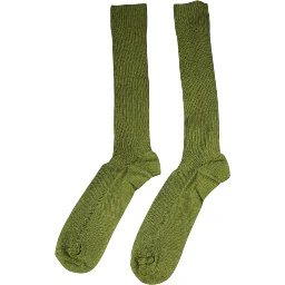 Green Cotton Logo Over The Calf Socks
