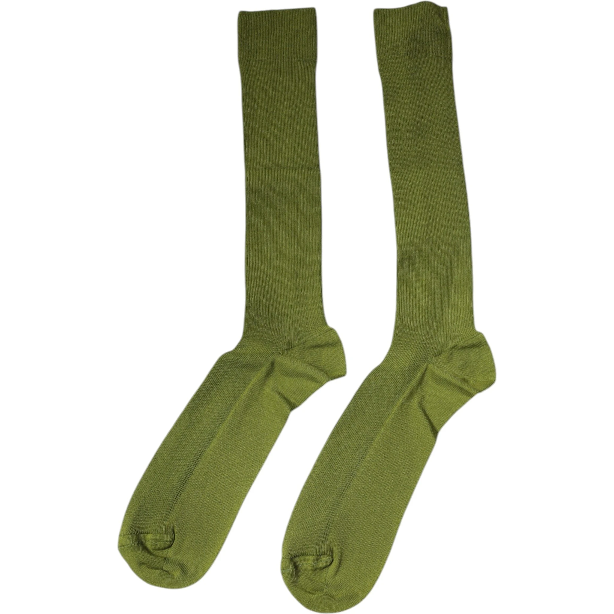Green Cotton Logo Over The Calf Socks