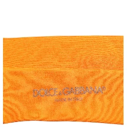 Orange Cotton Logo Over The Calf Socks
