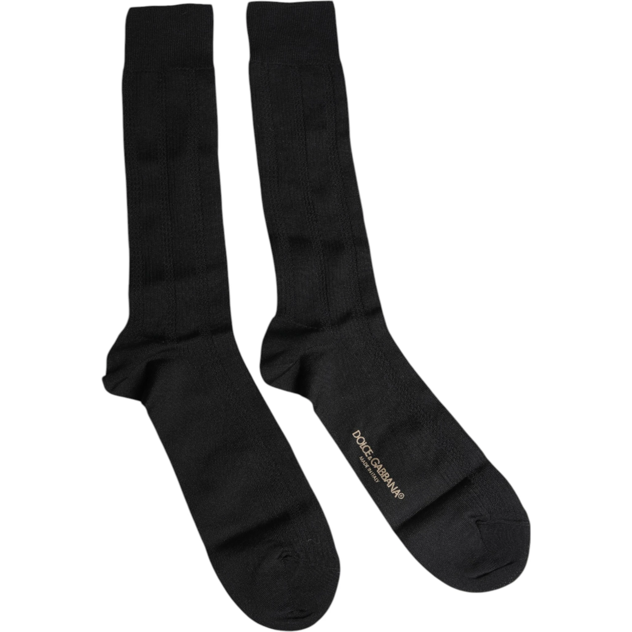Black Stretch Logo Mid Calf Men Socks