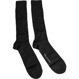 Black Stretch Logo Mid Calf Men Socks