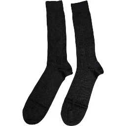 Black Stretch Logo Mid Calf Men Socks