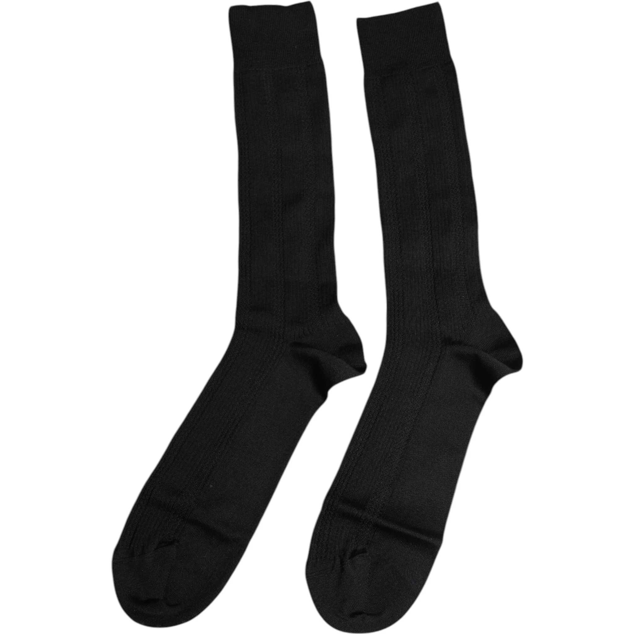 Black Stretch Logo Mid Calf Men Socks