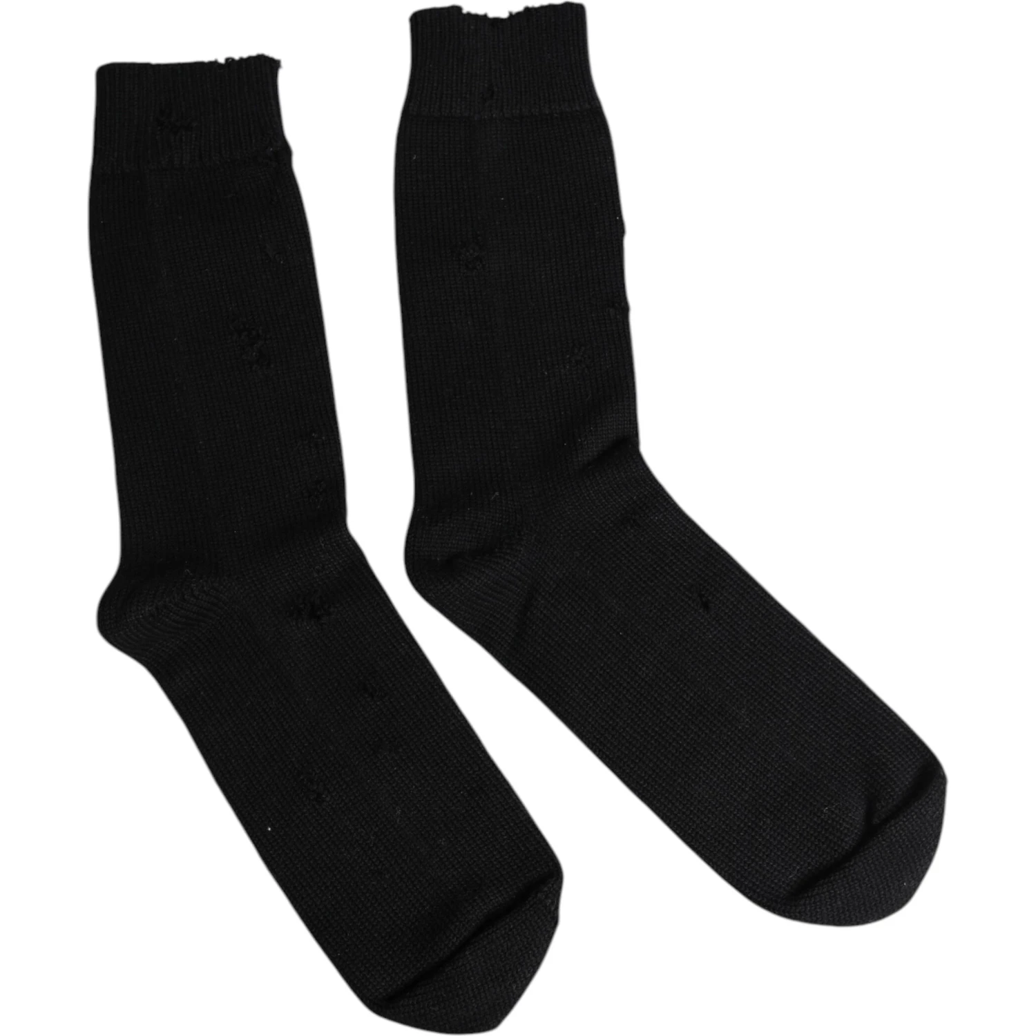 Black Solid Stretch Mid Calf Men Socks