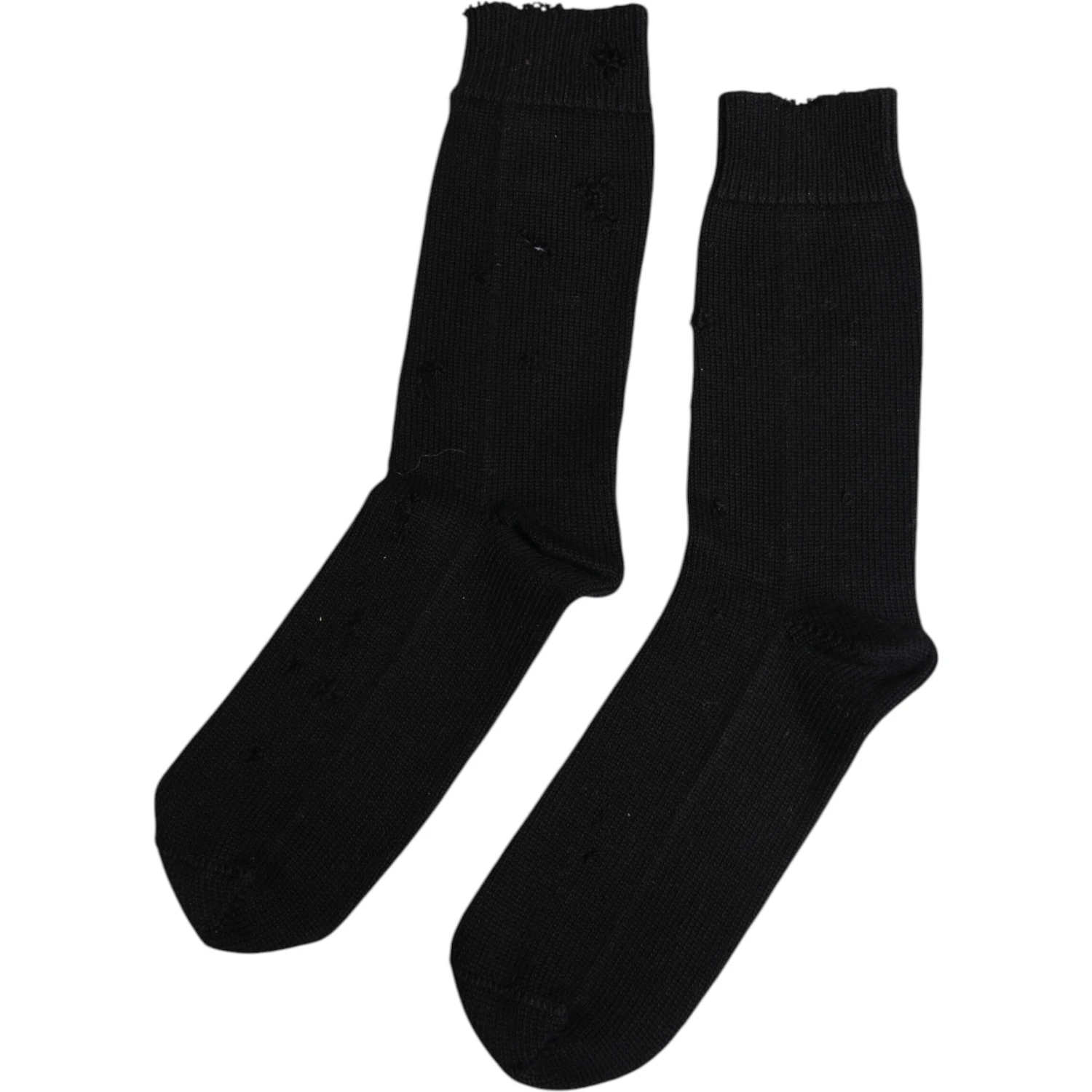 Black Solid Stretch Mid Calf Men Socks