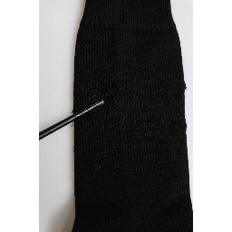 Black Solid Stretch Mid Calf Men Socks