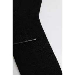 Black Solid Stretch Mid Calf Men Socks