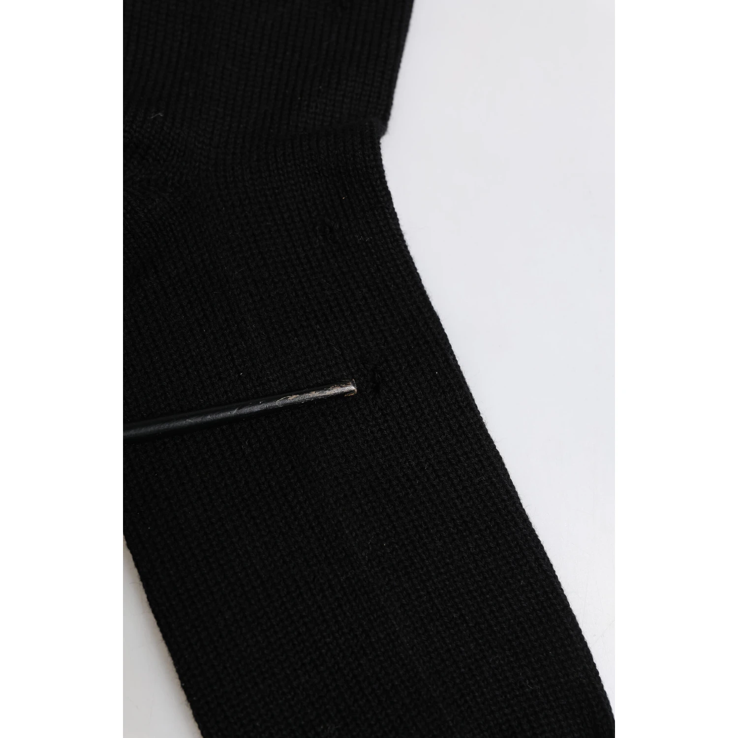 Black Solid Stretch Mid Calf Men Socks