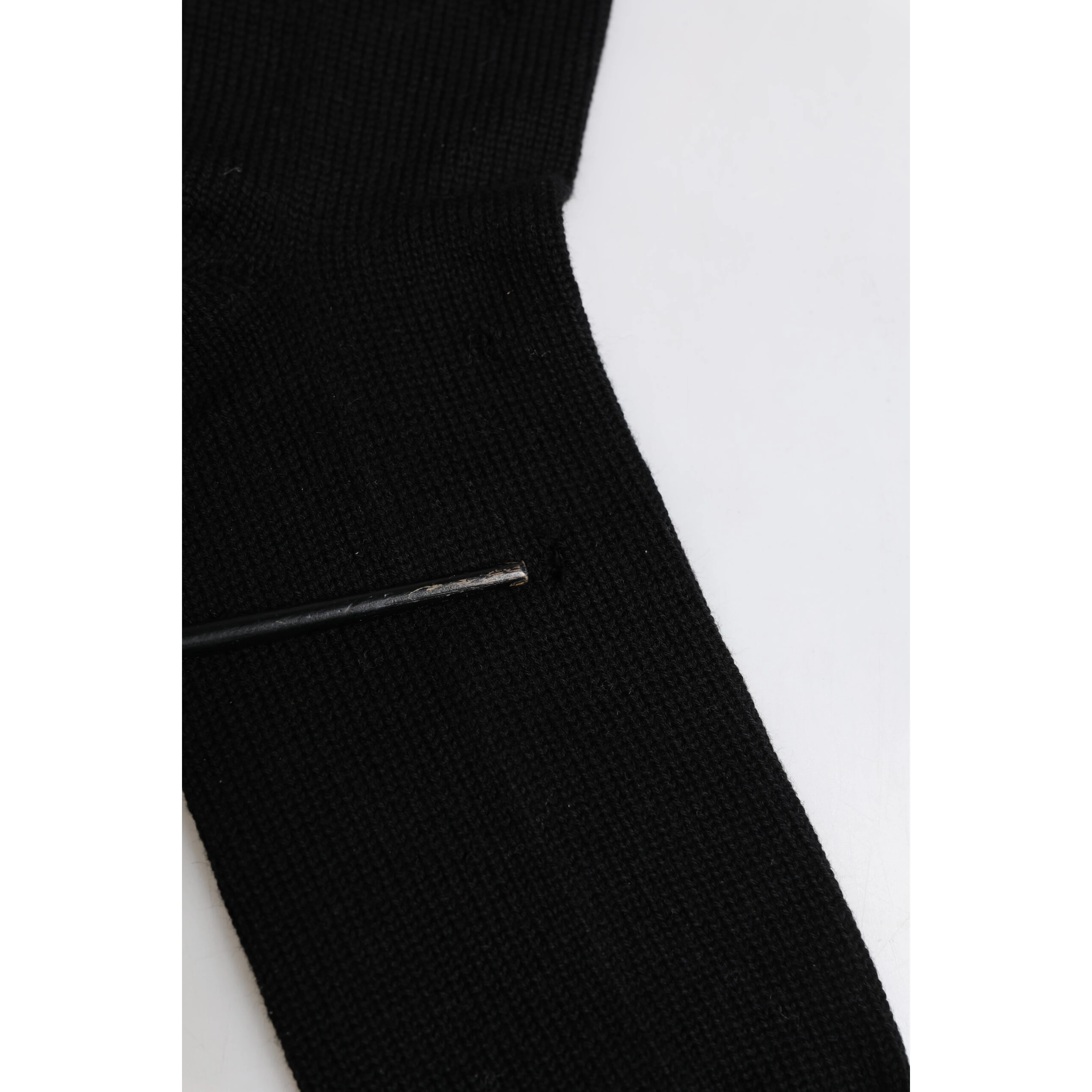 Black Solid Stretch Mid Calf Men Socks
