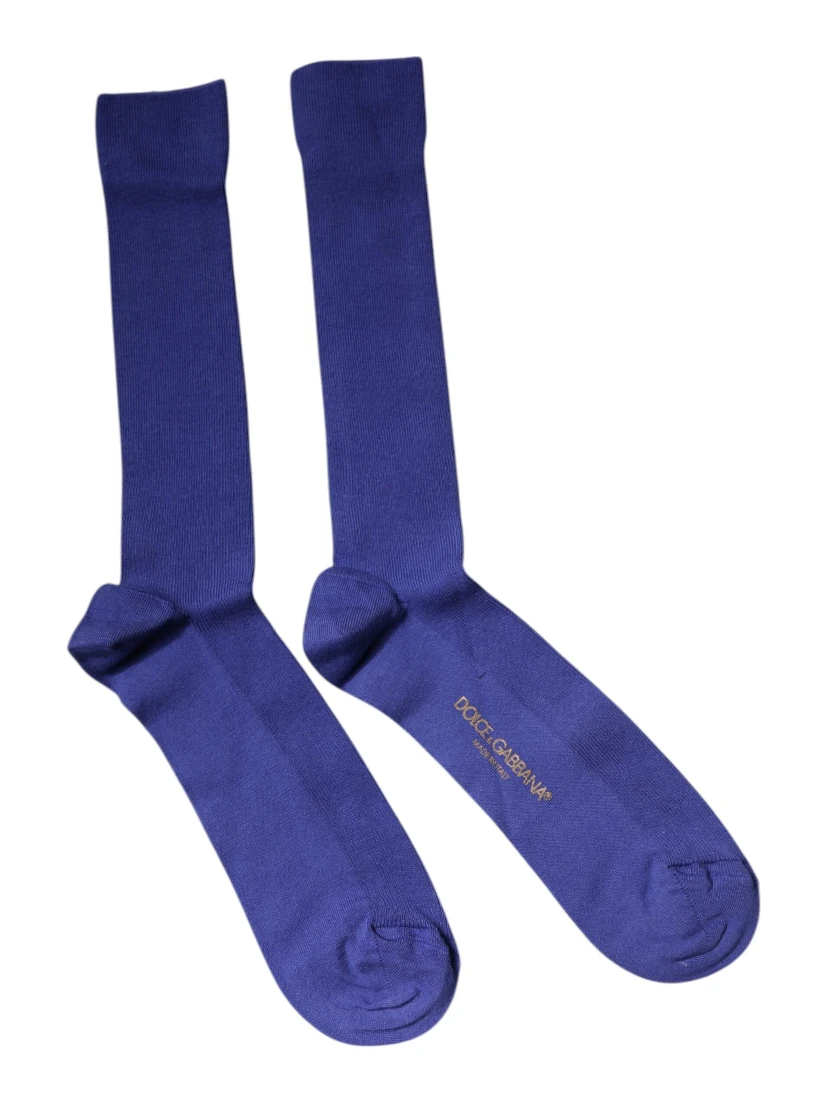 Purple Cotton Logo Over The Calf Socks