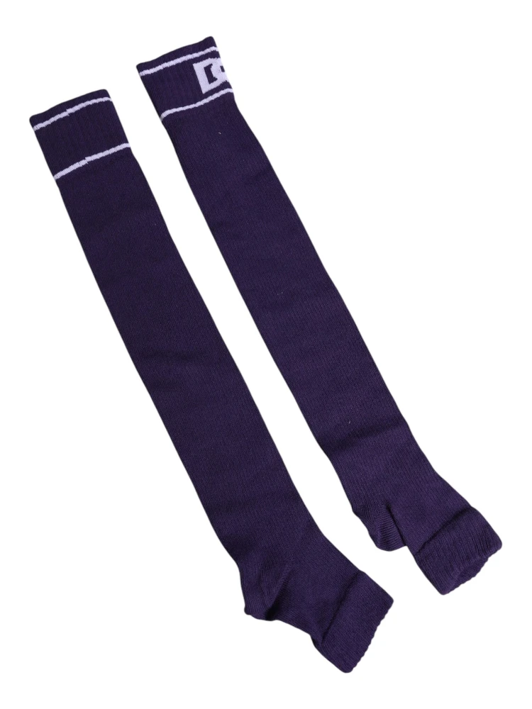 Purple Cotton DG Logo Print Open Toe Socks
