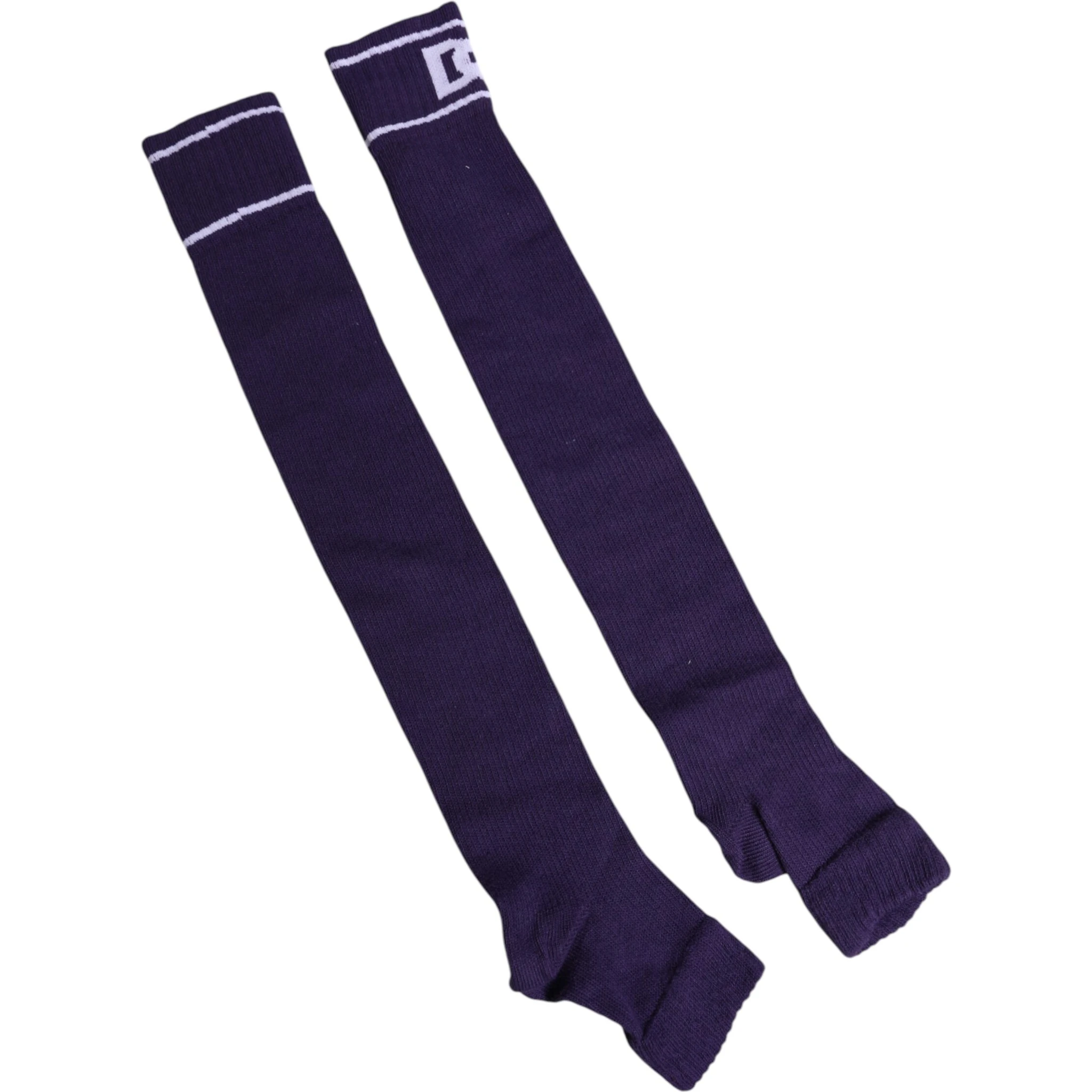 Purple Cotton DG Logo Print Open Toe Socks
