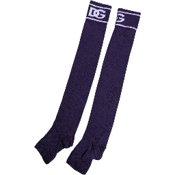 Purple Cotton DG Logo Print Open Toe Socks