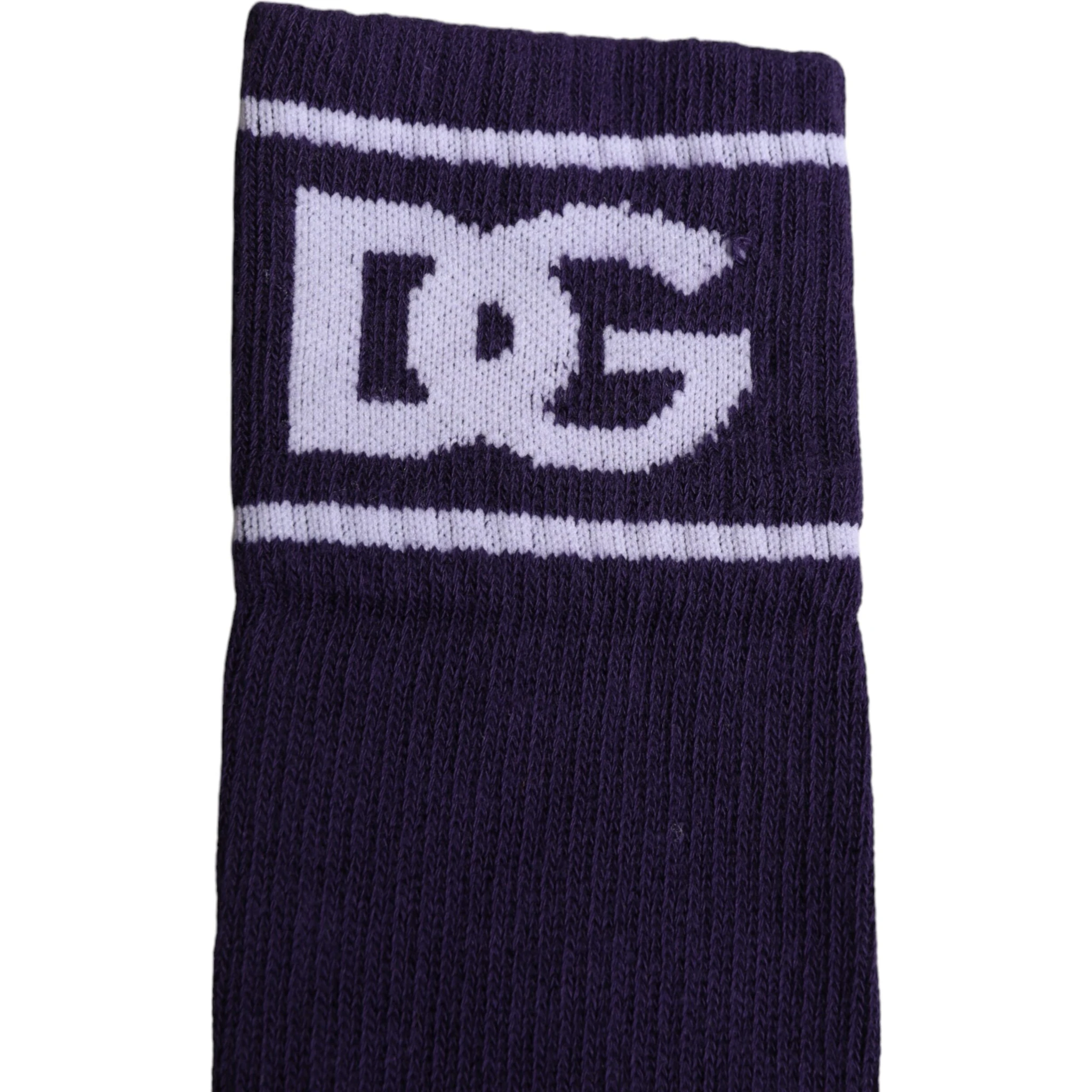 Purple Cotton DG Logo Print Open Toe Socks