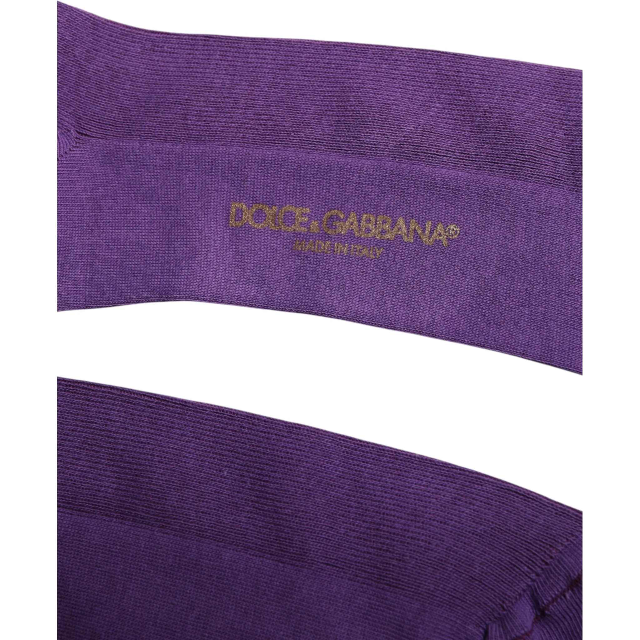 Purple Cotton Logo Over The Calf Socks