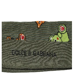 Green Nylon DG Bear Printed Mid Calf Socks