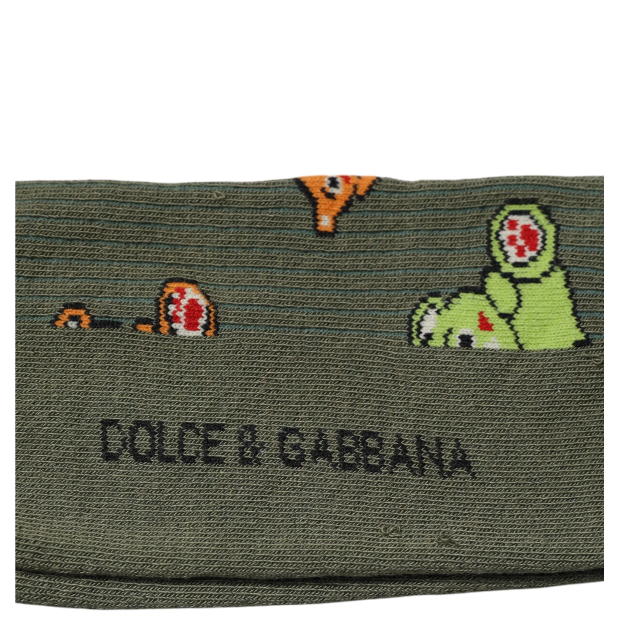 Green Nylon DG Bear Printed Mid Calf Socks