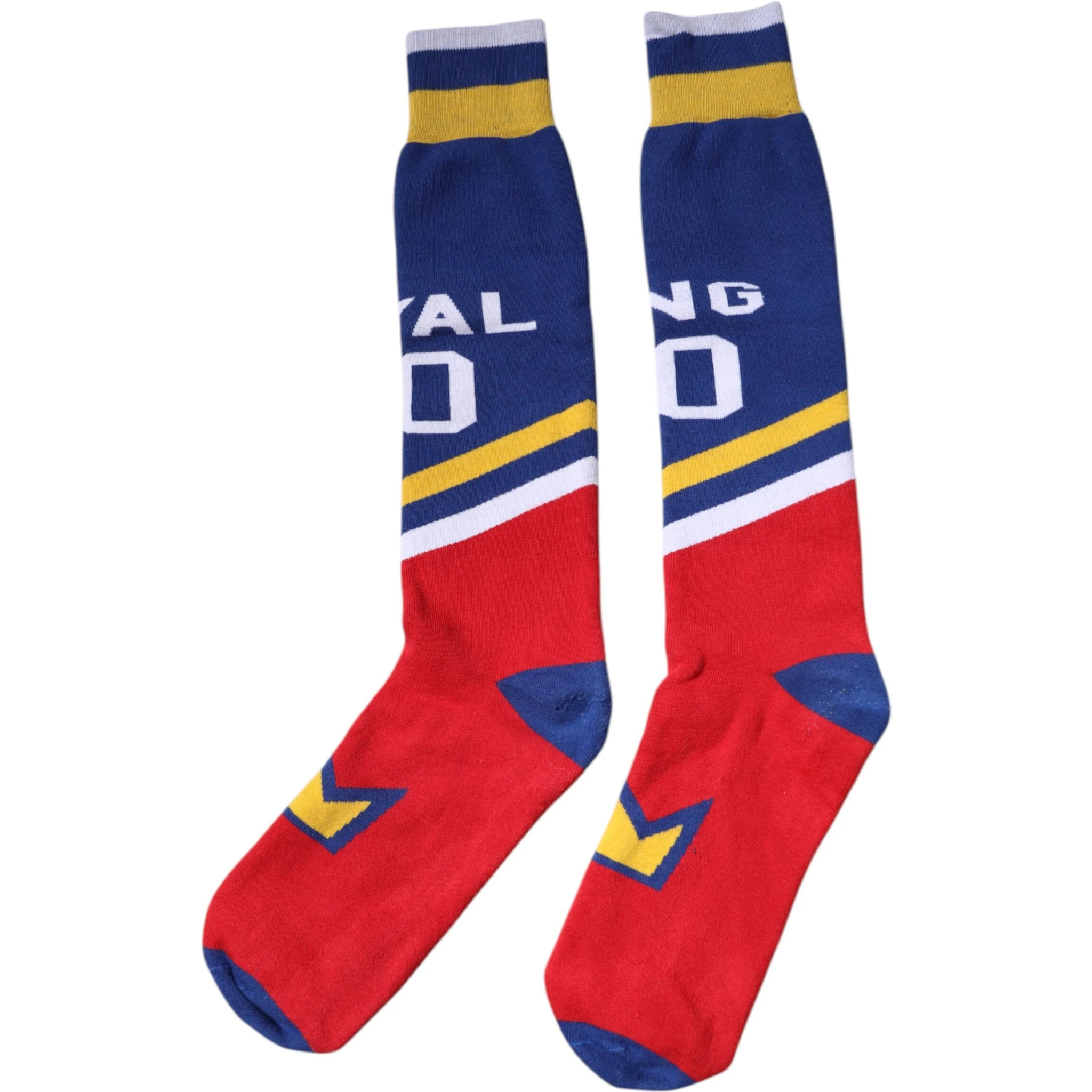Multicolor Printed Cotton Over Calf Socks