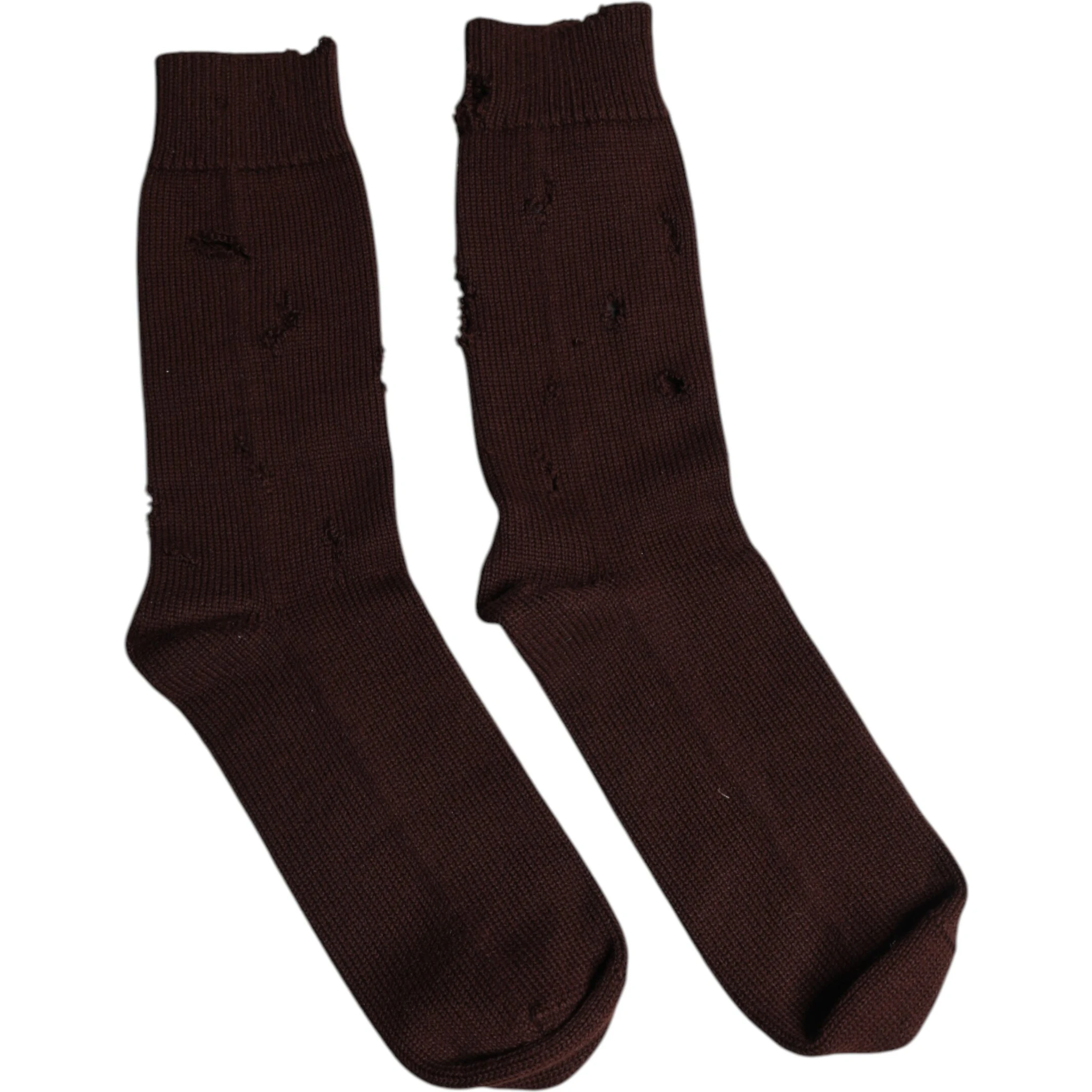Brown Solid Cotton Stretch Mid Calf Socks