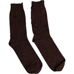 Brown Solid Cotton Stretch Mid Calf Socks