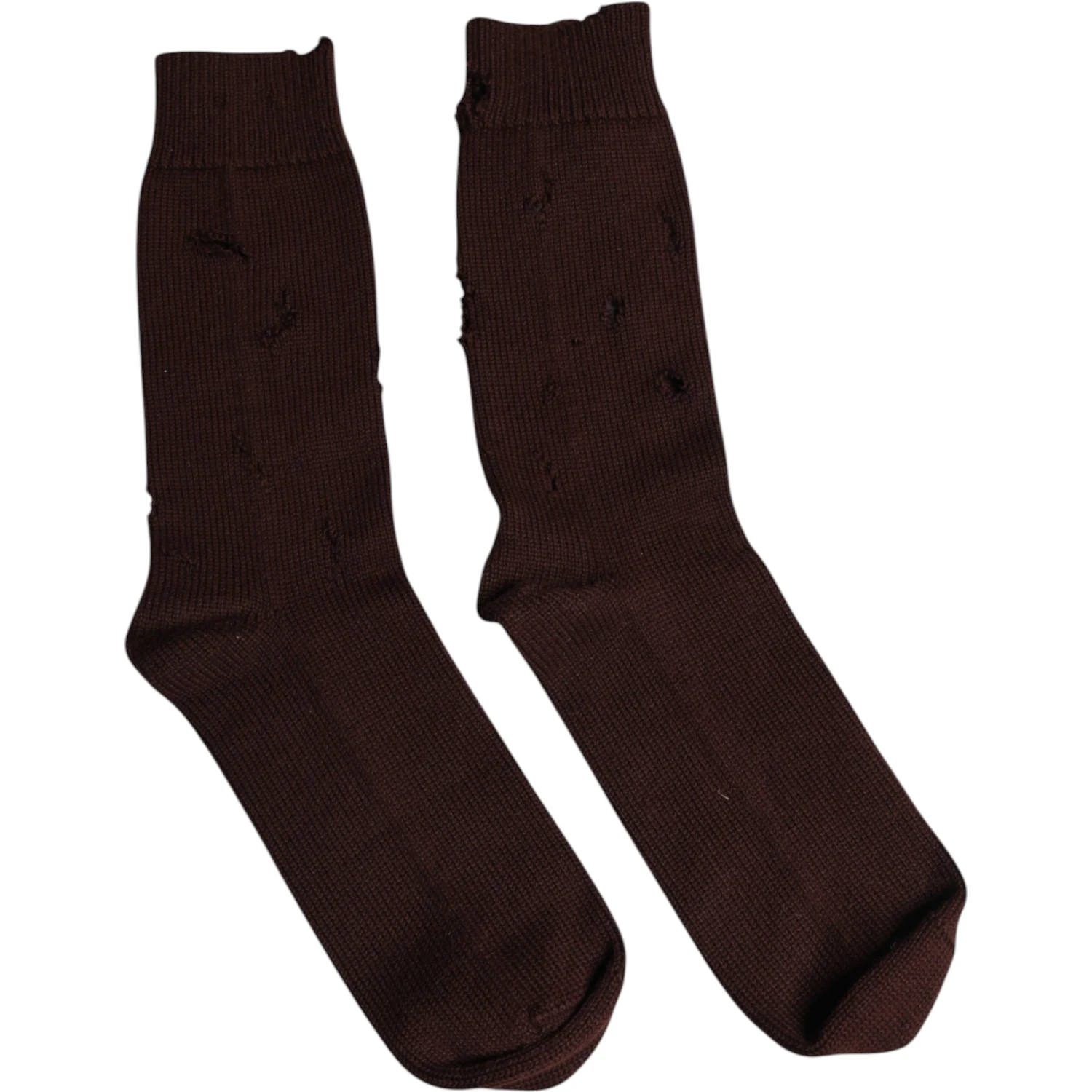 Brown Solid Cotton Stretch Mid Calf Socks