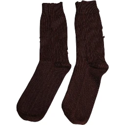 Brown Solid Cotton Stretch Mid Calf Socks