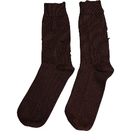 Brown Solid Cotton Stretch Mid Calf Socks