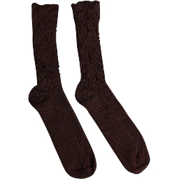 Brown Cotton Stretch Over The Calf Socks