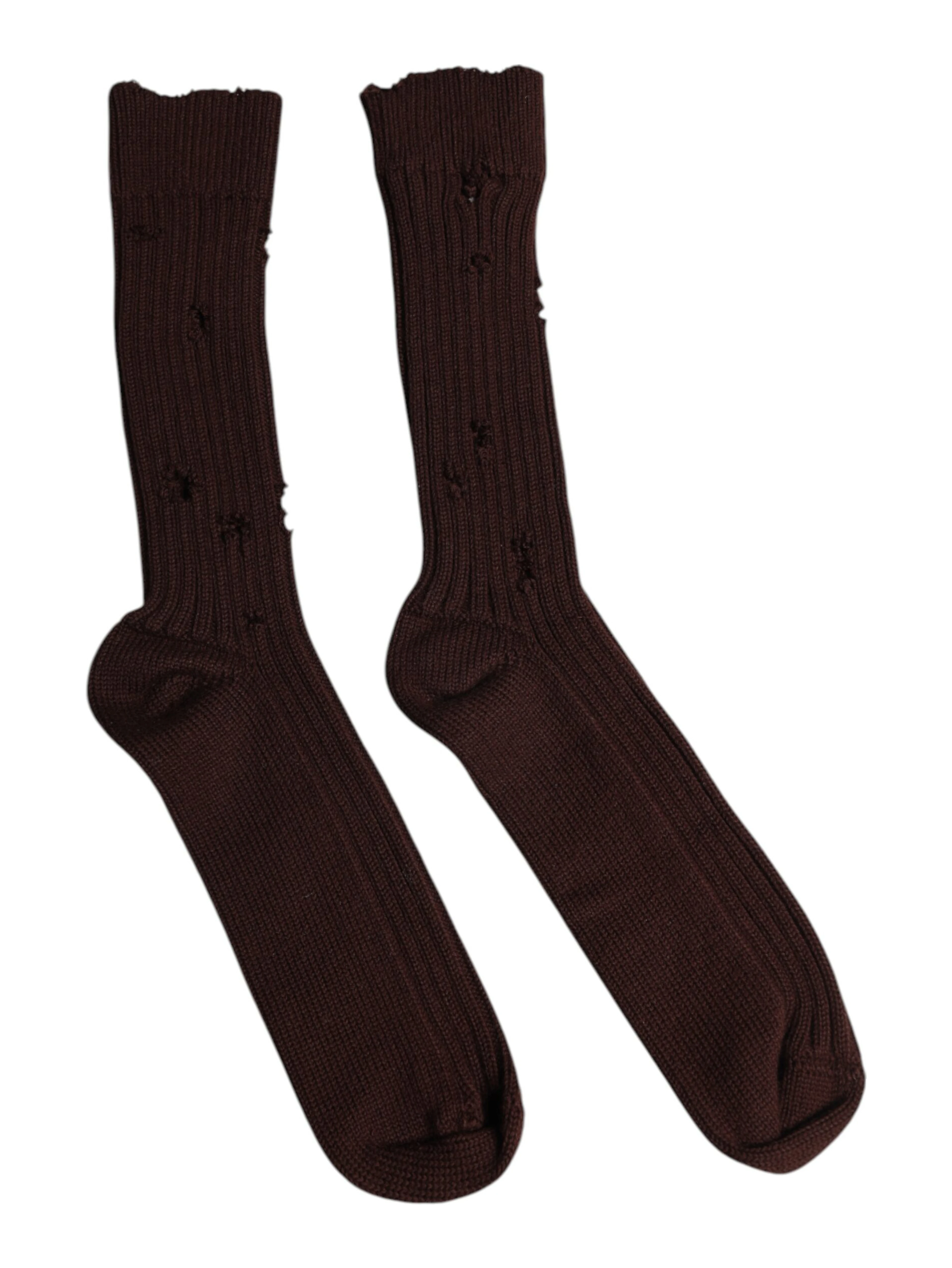 Brown Cotton Stretch Over The Calf Socks