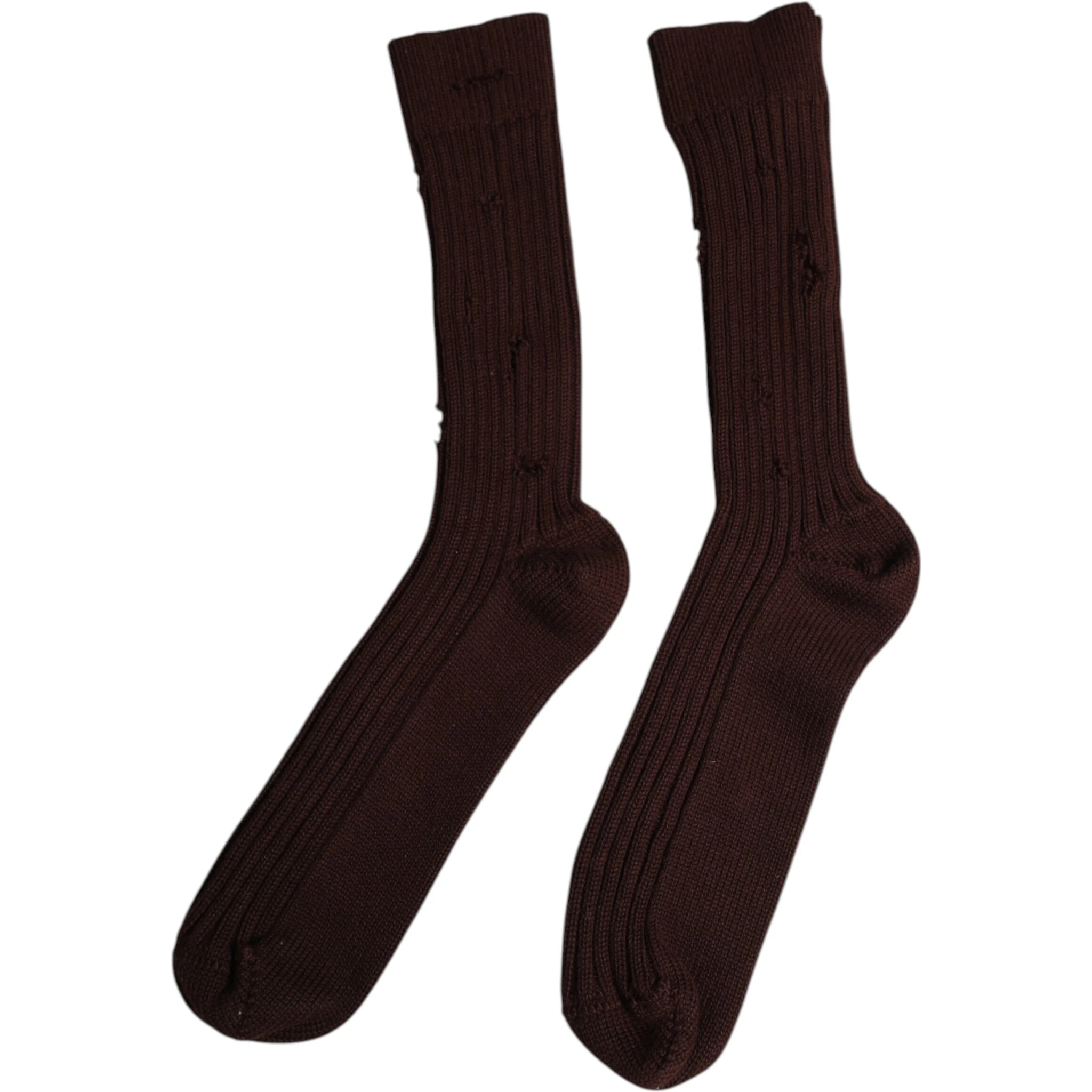 Brown Cotton Stretch Over The Calf Socks