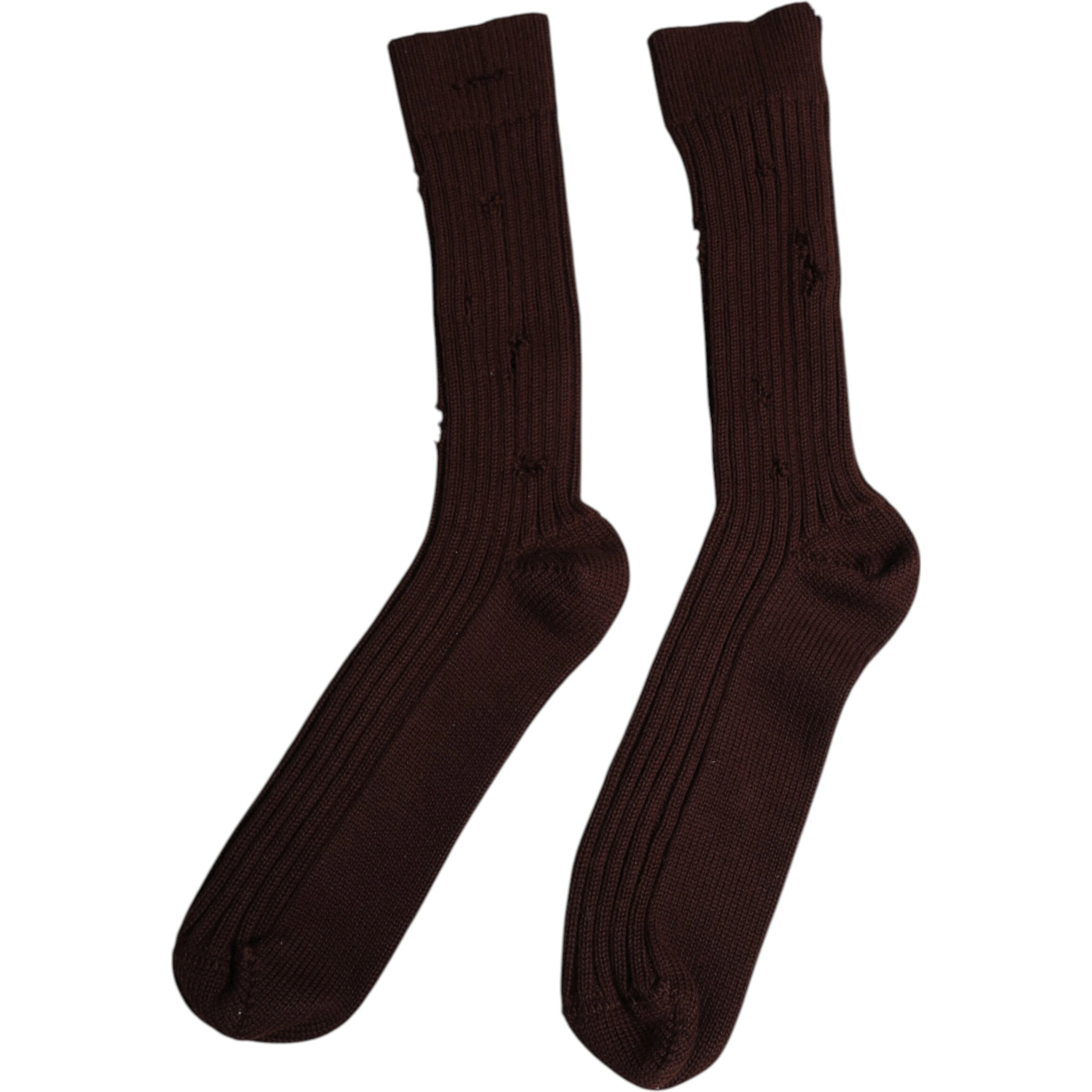 Brown Cotton Stretch Over The Calf Socks