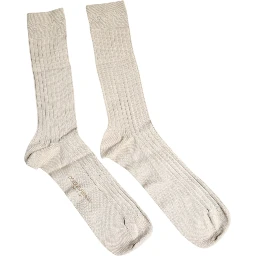 Beige Cotton Stretch Logo Mid Calf Socks
