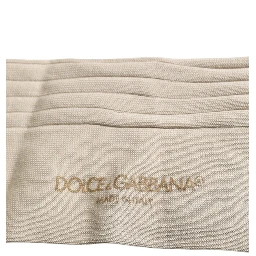 Beige Cotton Stretch Logo Mid Calf Socks