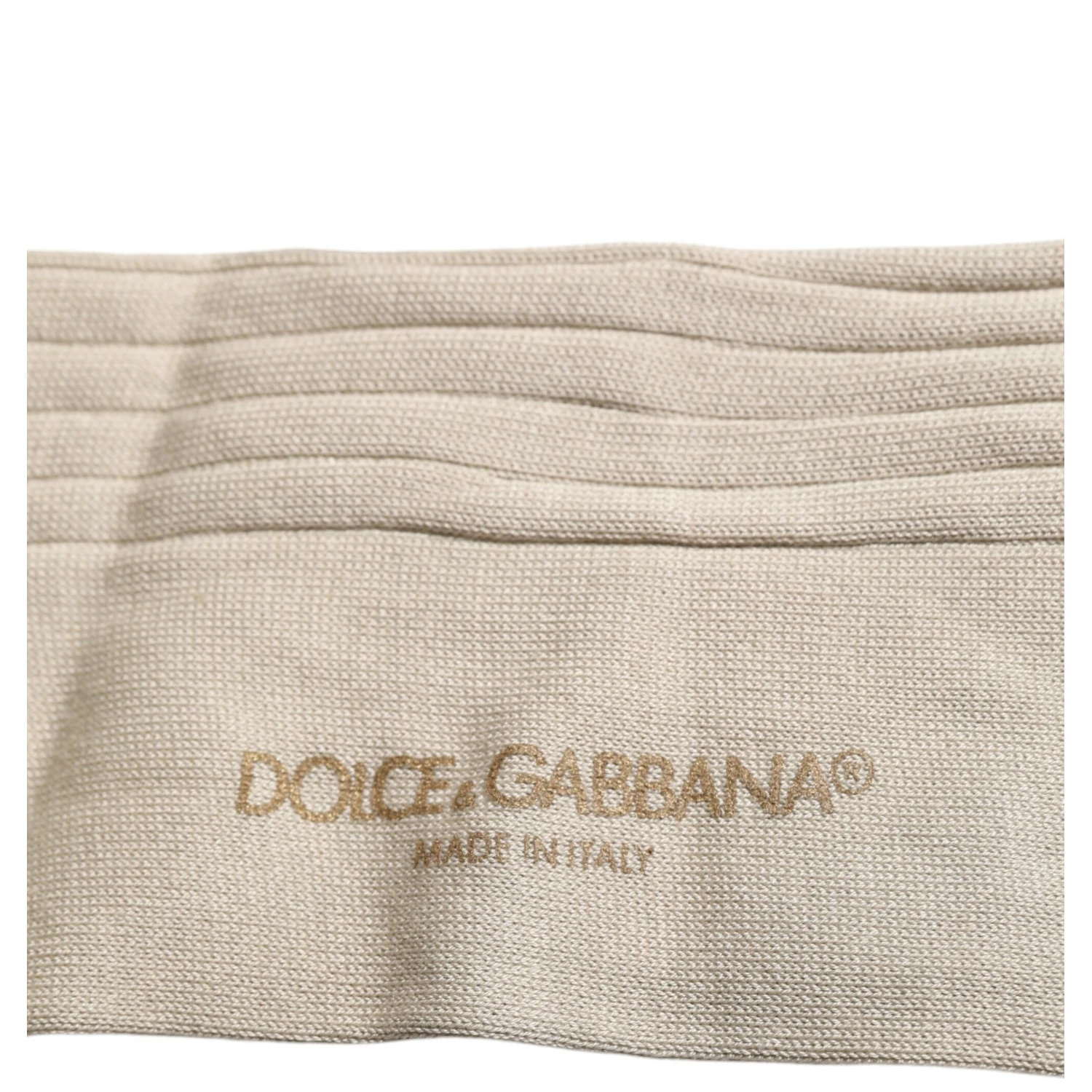 Beige Cotton Stretch Logo Mid Calf Socks