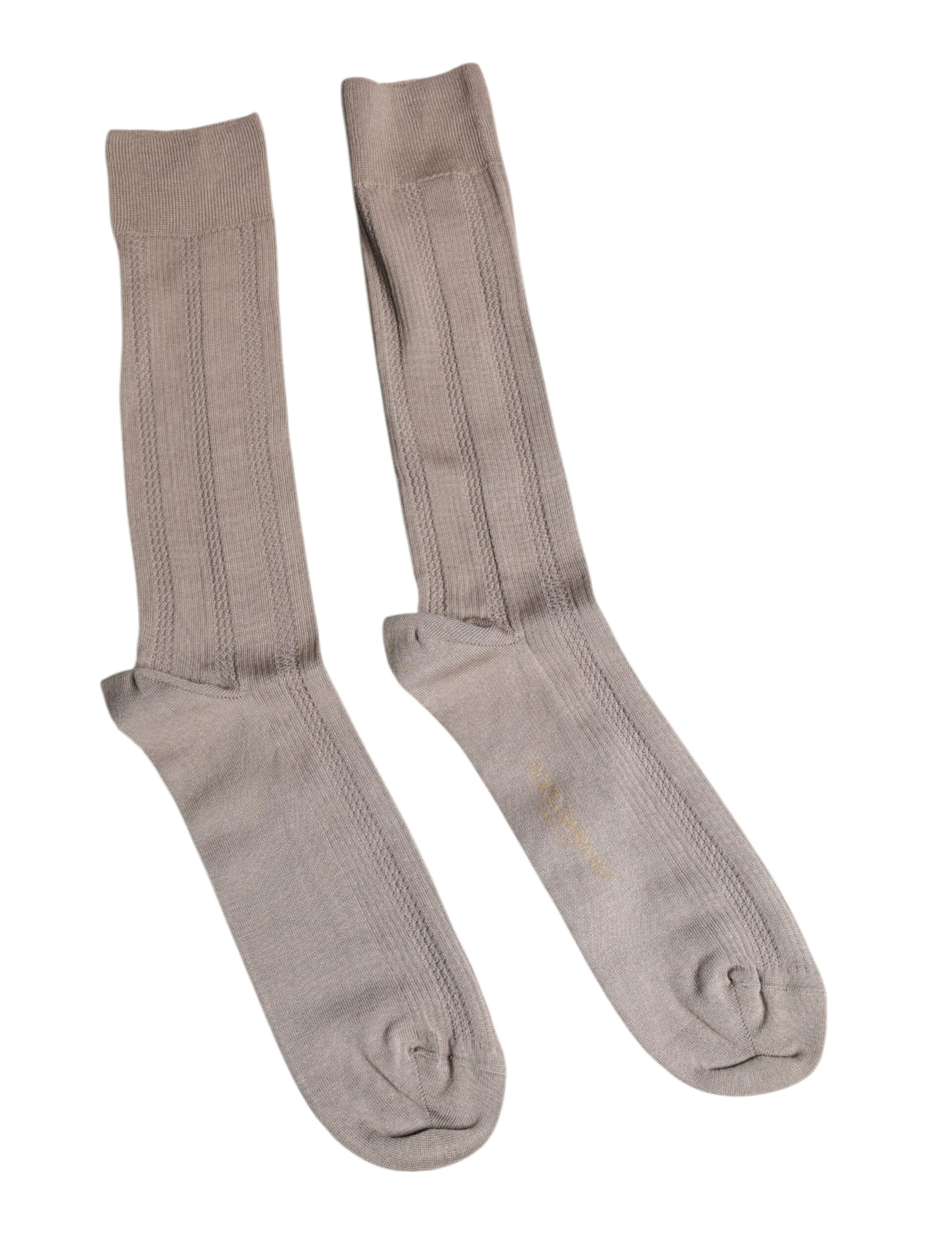 Brown Cotton Stretch Logo Over Calf Socks