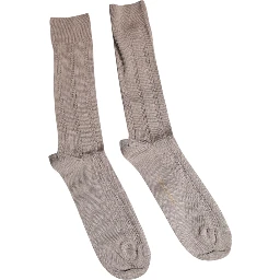 Brown Cotton Stretch Logo Over Calf Socks
