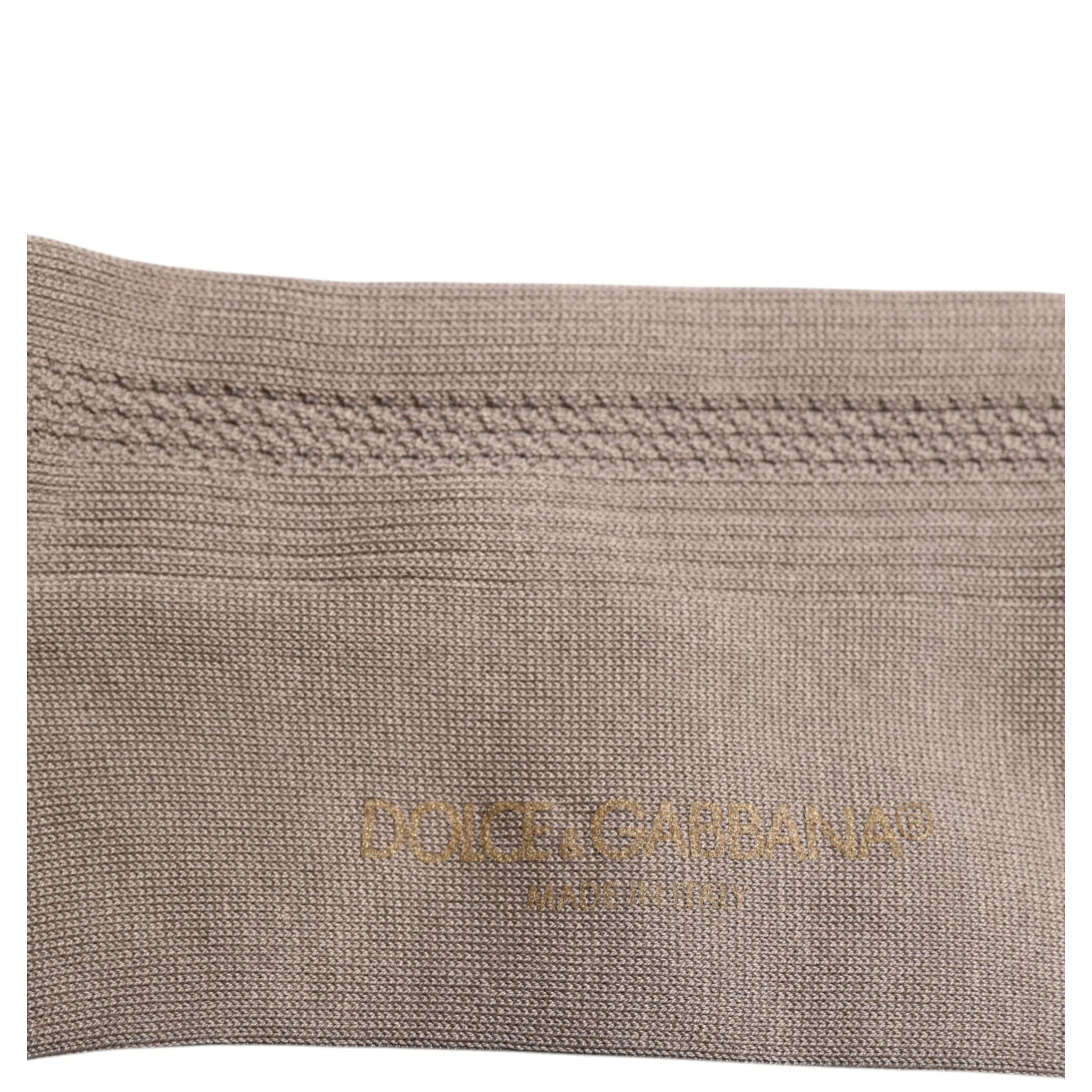 Brown Cotton Stretch Logo Over Calf Socks