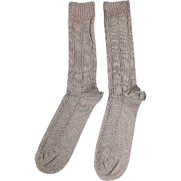 Brown Cotton Stretch Logo Over Calf Socks