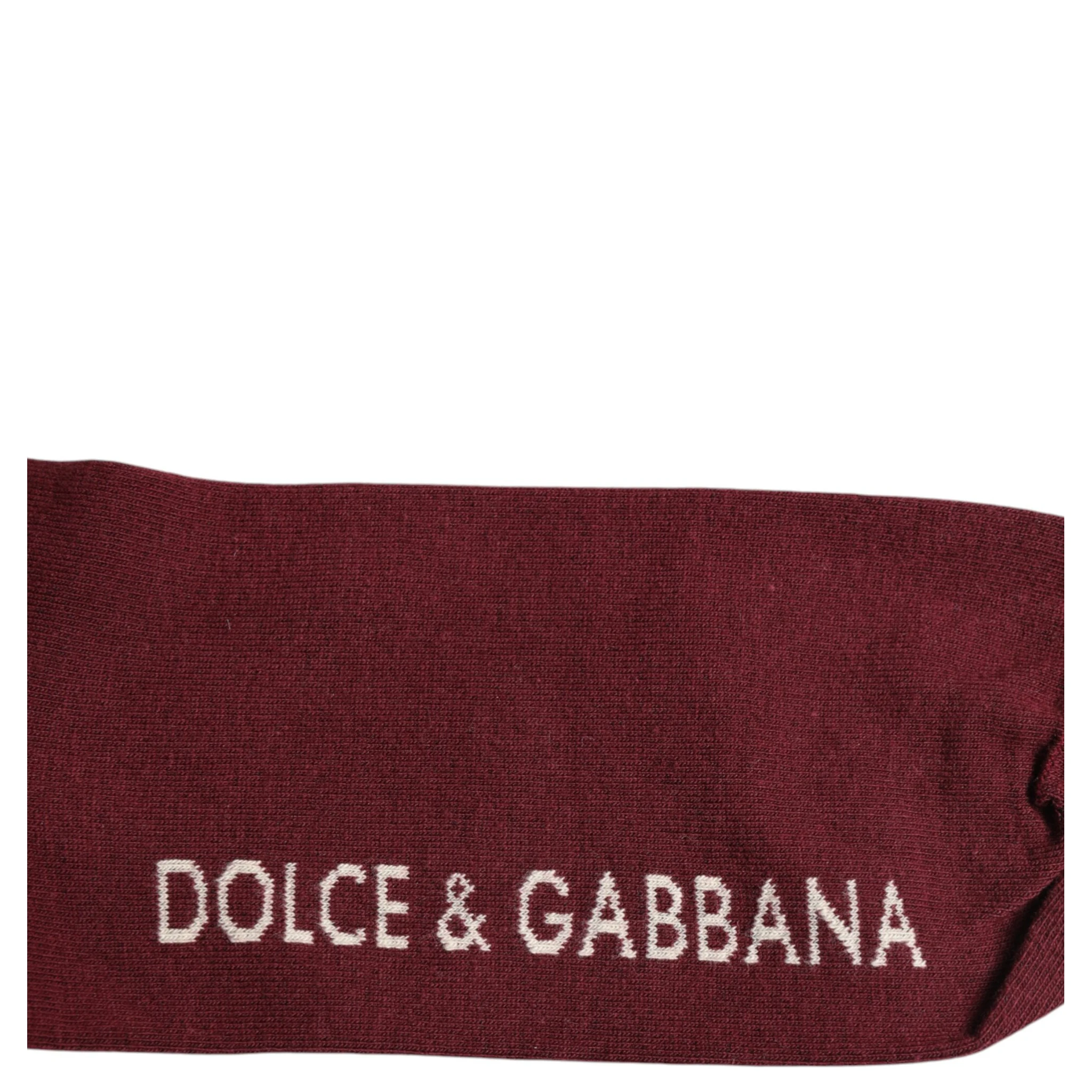 Burgundy Stretch Logo Print Mid Calf Socks